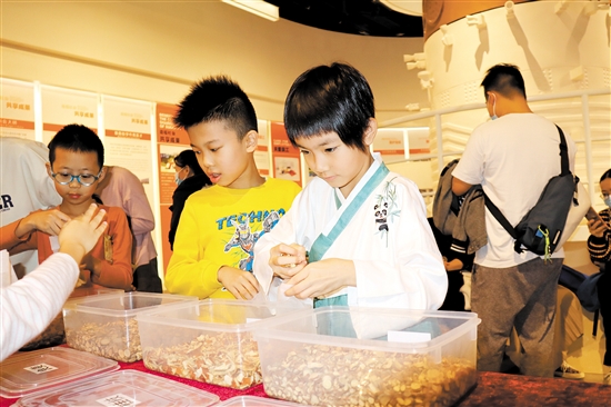 小朋友走進(jìn)李錦記新會(huì)生產(chǎn)基地，了解調(diào)味品的制作。