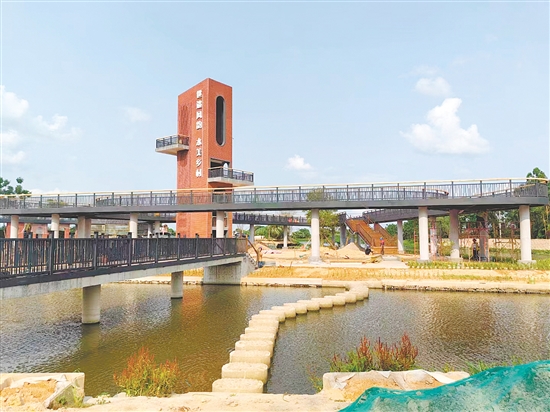 開平市以入選全國水系連通及水美鄉(xiāng)村建設(shè)縣為契機，完善水經(jīng)濟場景建設(shè)。圖為水美鄉(xiāng)村（塘口舊圩節(jié)點）項目。