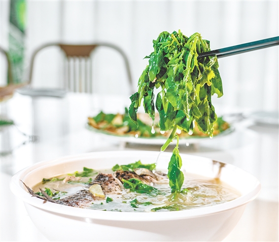 簕菜鯽魚湯鮮甜美味。
