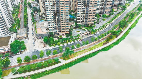 實施改造工程后，桂香路變?yōu)殡p向兩車道，并鋪上瀝青罩面，讓車輛通行更加順暢。
